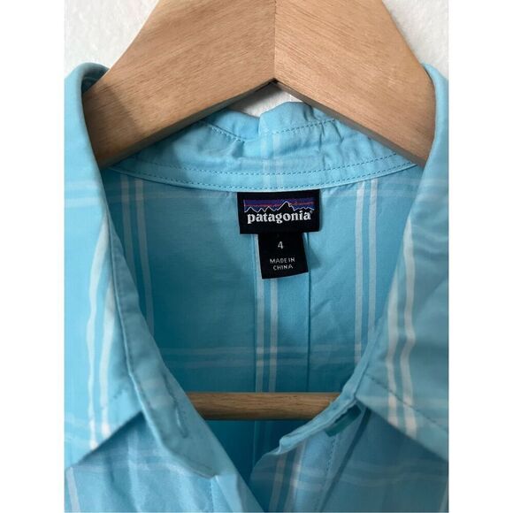 Patagonia Blue Plaid Long Sleeve Overcast Button Down Shirt Size 4 - Picture 2 of 6